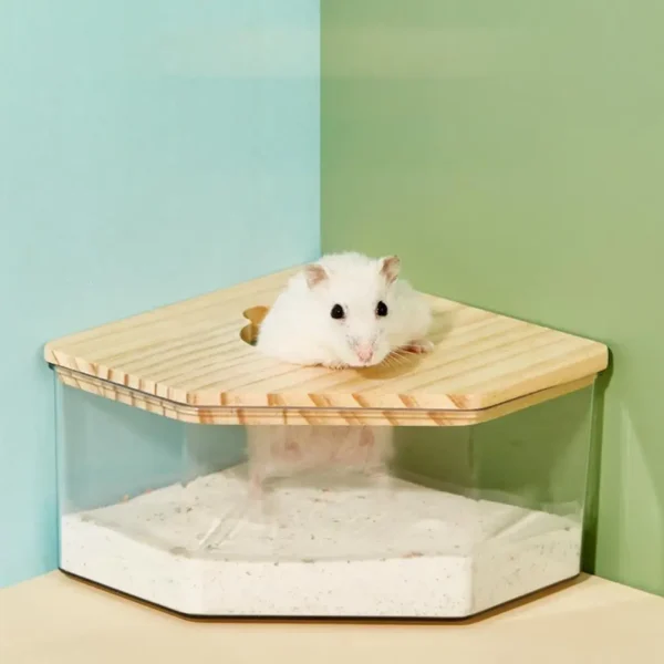 Hamster Golden Bear Sand Bath Box Acrylic Fully Transparent Large Pet Chinchilla Toilet Dual-Purpose Bath Sand Urine Sand Basin - Image 5