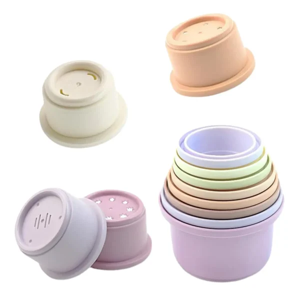 8Pcs Stacking Cups Toys for Rabbits Chinchillas Guinea Pigs  Multi-Colored Reusable Plastic Nesting Toys Stacking Cups Set - Image 2