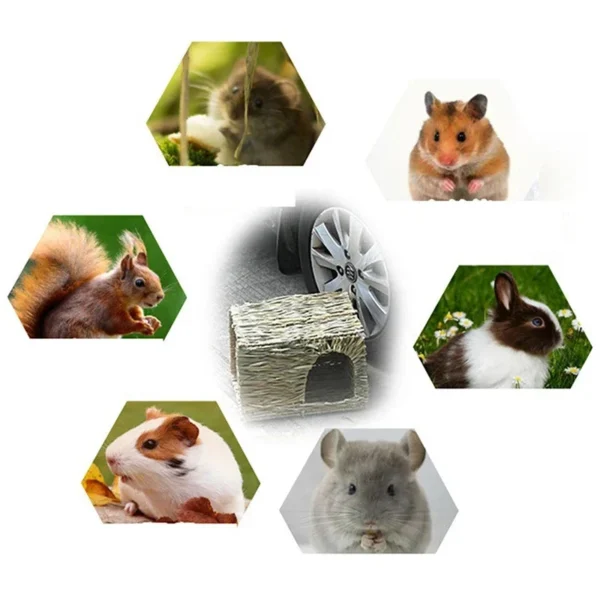 Foldable Woven Rabbit Cages Pets Hamster Guinea Pig Bunny Grass Chew Toy Mat House Bed Nests for Small Animal Rabbit Accessories - Image 6