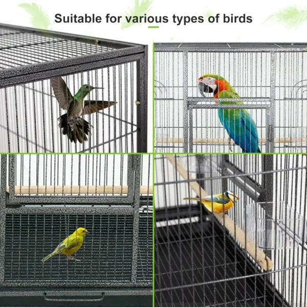 Standing Wrought Iron Birdcage Large Parrot Flight Bird Cage with Rolling Stand Birdcages for Cockatiels African Grey - Image 3