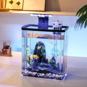 1 Set Mini Fish Tank Ultra White Living Room Desktop Filter Oxygen Generator Aquarium Starter Kit Home Decoration Landscaping