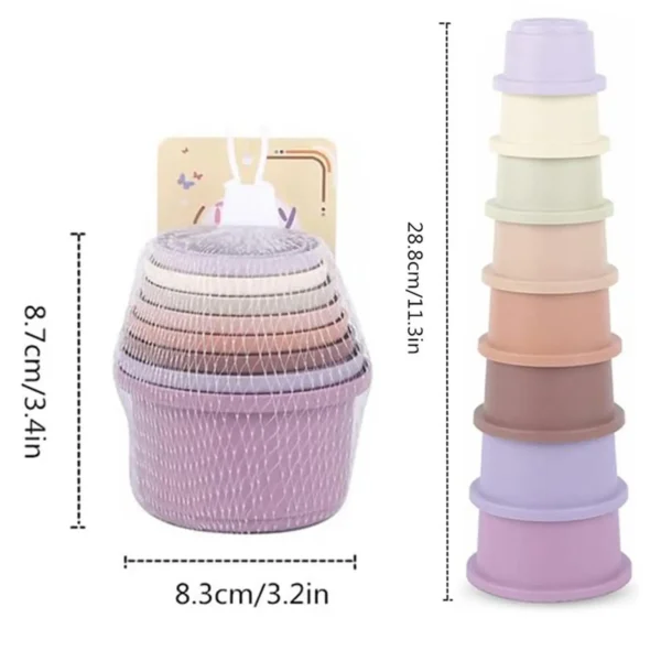 8Pcs Stacking Cups Toys for Rabbits Chinchillas Guinea Pigs  Multi-Colored Reusable Plastic Nesting Toys Stacking Cups Set - Image 5