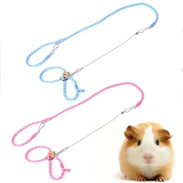 Blue Small Hamster Harness Rope, Lovely Adjustable Pet Rat Mouse Hamster Harness with Bell, Collars, Leads and Harnesses - Image 6