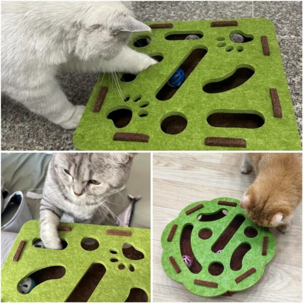 Pet Cat Puzzle Maze Holes Toys Felt Box With Bell Ball Kitten Playing Toys Interactive Funny Combination Set Cat Supplies - Image 5