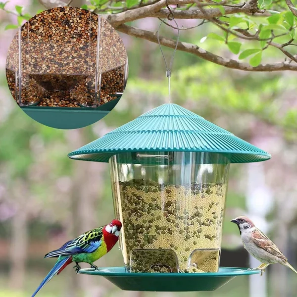 Window Wild Bird Feeder House Transparent Plastic Bird Feeder Hanging Peanut Nut Feeding Station Garden Seed Dispenser - Image 2