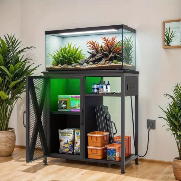 30 gallon metal wood aquarium standing fish tank with electrical outlet