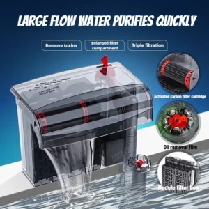 Aquarium wall-mounted filter waterfall three-in-one water purification cycle  external small-sized silent and strong filtration
