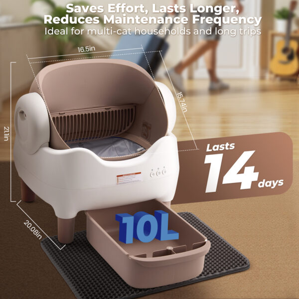 Self Cleaning Litter Box, Automatic Cat Litter Box with APP Control, Odor-Free  Large Waste Bin, Open-Top for Multi Cats - Image 6
