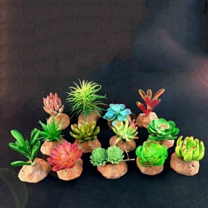 Simulated succulent plant potted tabletop decoration crawler box, landscape climbing pet breeding box, fake plant rainforest tan