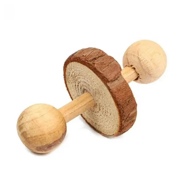 Natural Wood Chew Toys for Rodents Rabbit-Shaped Roller with Bell Guinea Pig/Rat Teeth Grinding & Play Activity - Image 11