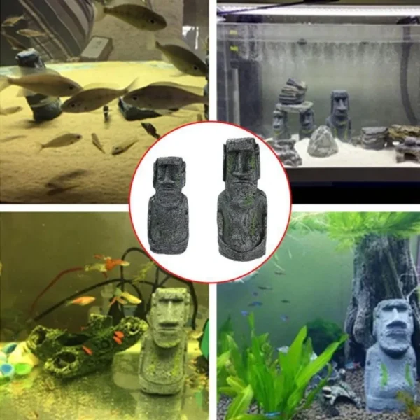 Easter Island Stone Statue Resin Ornament Fish Tank Aquarium Decoration Artificial Stone Aquarium Decor - Image 3