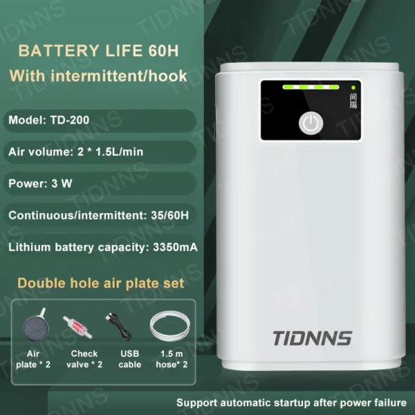 Aquarium Fish Tank Oxygen Pump Charging Dual-Purpose Air Pump Usb Lithium Battery Household Portable Fishing Mute 6000mA Outdoor - Image 12