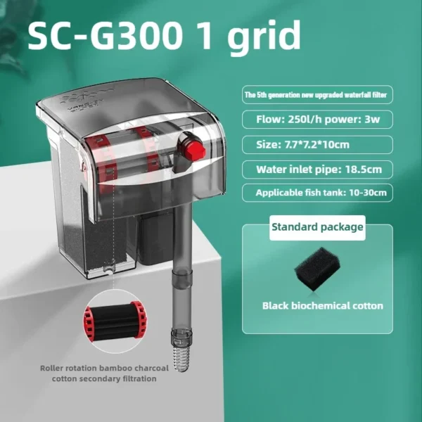 Aquarium wall-mounted filter waterfall three-in-one water purification cycle  external small-sized silent and strong filtration - Image 14