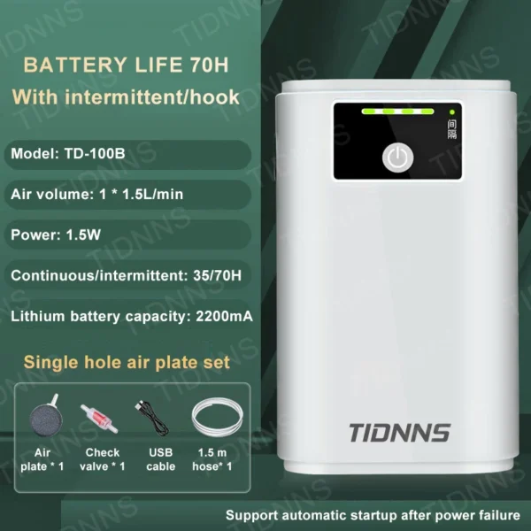 Aquarium Fish Tank Oxygen Pump Charging Dual-Purpose Air Pump Usb Lithium Battery Household Portable Fishing Mute 6000mA Outdoor - Image 13
