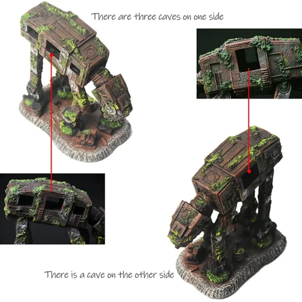 Creative Landscaping Car Robot Dog Transformers Theme Fish Tank Decorations Ornaments Crafts Aquarium Decor Rock Castle - Image 4