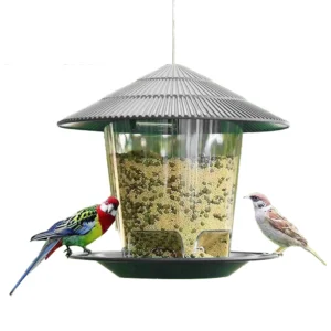 Bird Feeder Automatic Hanging Outdoor Garden Gazebo Wild Bird Feeding Container With Hang Rope House Decor Pet Supplies