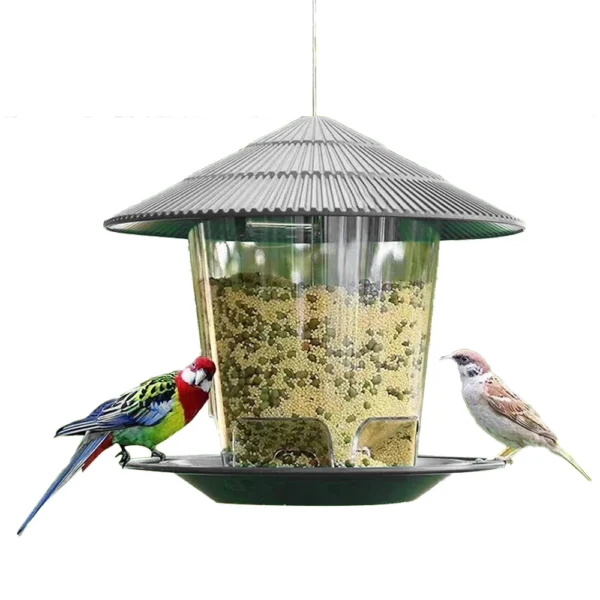 Bird Feeder Automatic Hanging Outdoor Garden Gazebo Wild Bird Feeding Container With Hang Rope House Decor Pet Supplies