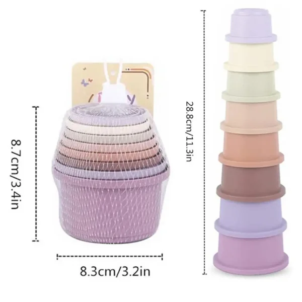 8Pcs Stacking Cups Toys for Rabbits Chinchillas Guinea Pigs  Multi-Colored Reusable Plastic Nesting Toys Stacking Cups Set - Image 7