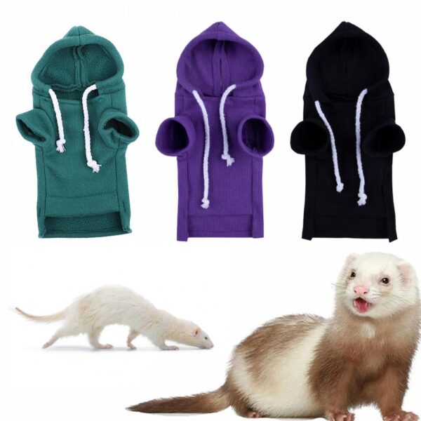 1Pc Fluffy Pet Hoodie with Thick Fleece Pet Hoodie Elastic Cozy Ferret Hoodie Stylish Drawstring Sweatshirt Small Pet Clothes - Image 3