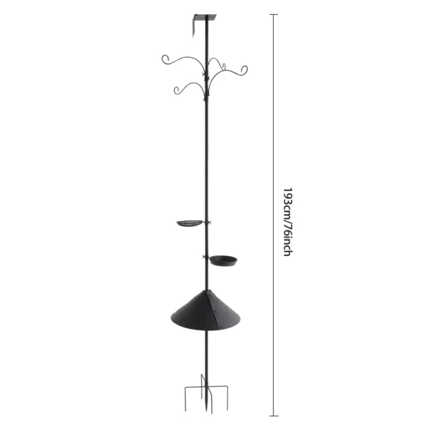 Metal and Iron Outdoor Bird Feeder Tray with Hooks Adjustable Bird Feeding Pole with Squirrel Proof Baffle - Image 5