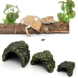 Reptile Hiding Cave Lizard Snake Turtle Hide Rest Cave Reptiles Basking Hide Habitat Aquarium Lizard Feeding Box Decoration