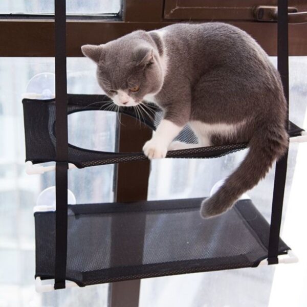 Cat Hammock Window Bed Kitten Sunny Seat Hanging Mount Beds Cat Sofa playing double-decker tunnels Suction Cup Wall Pet Hanging - Image 2