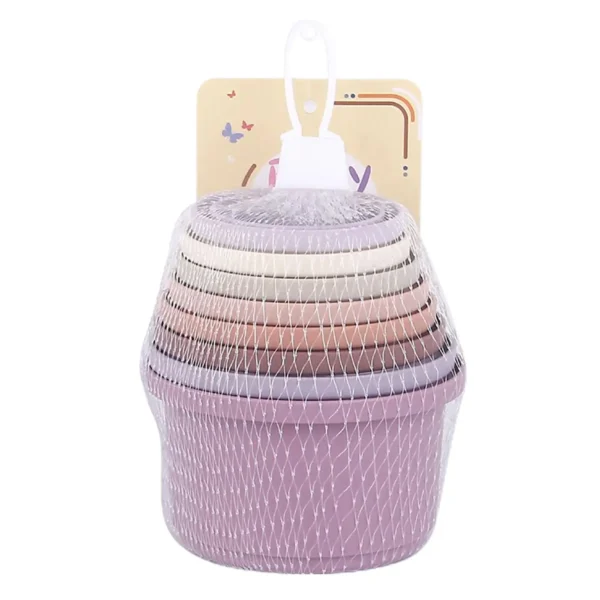 8Pcs Stacking Cups Toys for Rabbits Chinchillas Guinea Pigs  Multi-Colored Reusable Plastic Nesting Toys Stacking Cups Set - Image 4