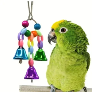 Parrot Bells Toy Bird Cage Toys with Bell Sound Colorful Wood Beads for Lovebirds African Greys Cockatoo Parakeet Supplies