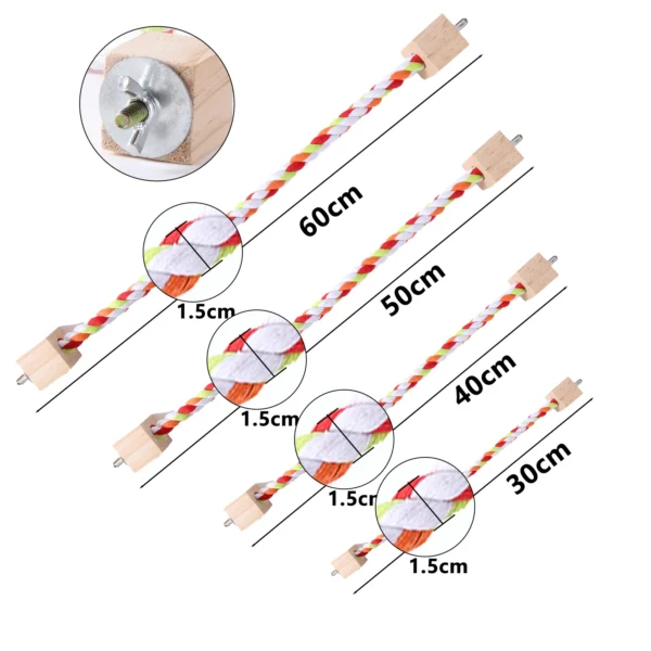 Pet Bird Rope Hanging Parrot Perch Rope Colorful Cotton Rope Toy Elastic Budgie Climbing Chewing Toy Bird Swing Stand Pet Toy - Image 3