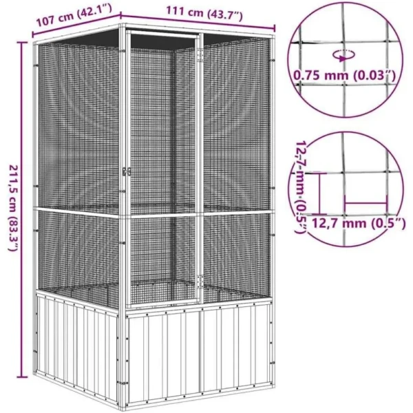 Bird Cage - Large, Secure & Ventilated Aviary, Galvanized Steel Construction, Anthracite, Perfect for Playing, Exercising and T - Image 2
