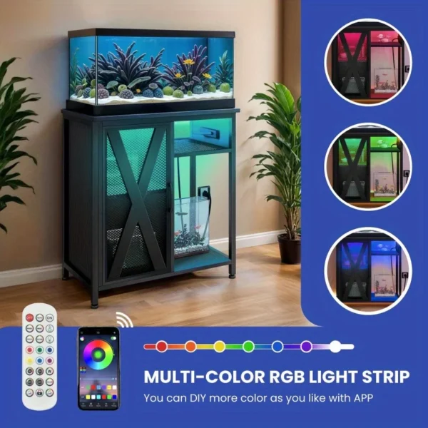 30 gallon metal wood aquarium standing fish tank with electrical outlet - Image 5