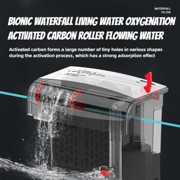 Aquarium wall-mounted filter waterfall three-in-one water purification cycle  external small-sized silent and strong filtration - Image 3