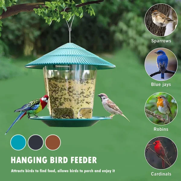 Window Wild Bird Feeder House Transparent Plastic Bird Feeder Hanging Peanut Nut Feeding Station Garden Seed Dispenser - Image 4