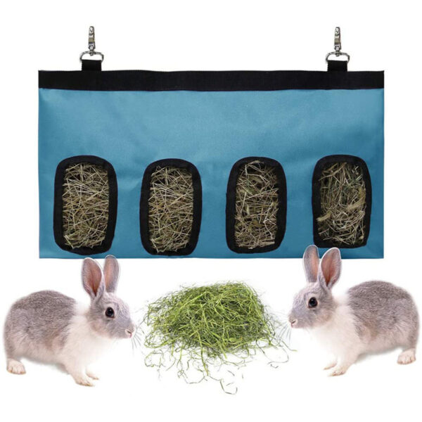 Hay Bag Hanging Pouch Feeder Holder Feeding Dispenser Container for Rabbit Guinea Pig Small Pet Animals Oxford cloth - Image 3