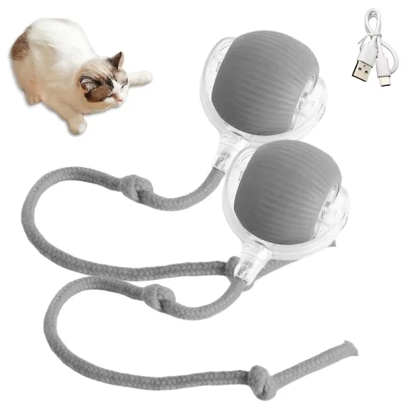 Cat Interactive Ball Toys Automatic Rolling Ball Faux Tail Rechargeable Smart Pet Electric Toy Dog Cat Training Imitate Mouse - Image 10