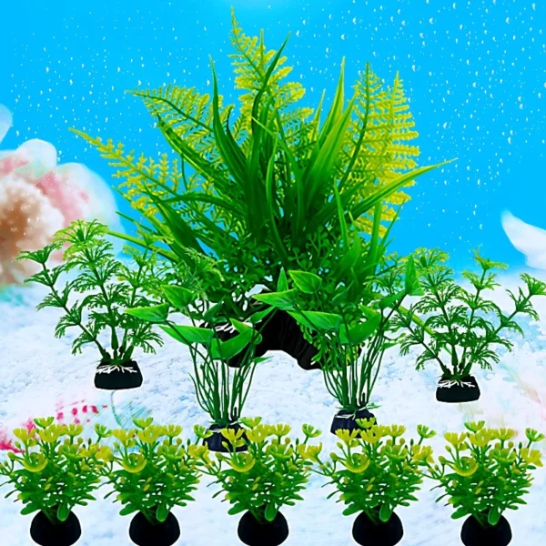 10PC Fish Tank DIY Artificial Aquarium Decor Mixed color Plants Ornament Aquatic Plant - Image 3