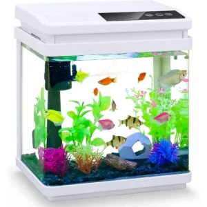 Beginner Betta Fish Tank Aquarium Kit with Intelligent Timed Shutdown Seven LED Lights Featuring Adjustable Brightness HighTran