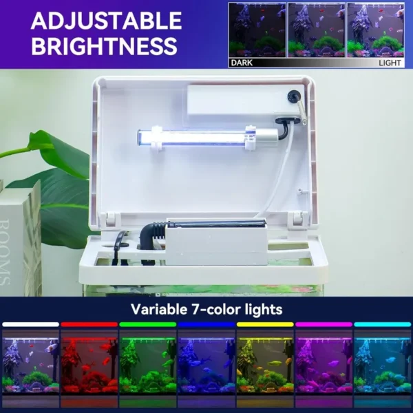 Beginner Betta Fish Tank Aquarium Kit with Intelligent Timed Shutdown Seven LED Lights Featuring Adjustable Brightness HighTran - Image 2