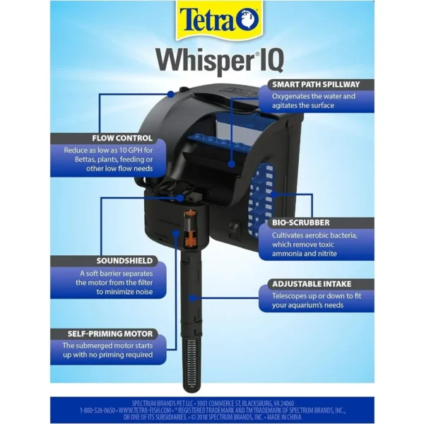 Whisper IQ Power Filter 20 Gallons 130 GPH With Stay Clean Technology for Efficient Aquarium Water Filtration in Home or Office - Image 2