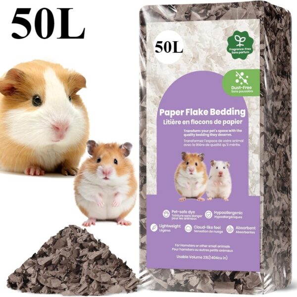 23L/50L Paper Small Pet Bedding Hamster Rabbits Guinea Pigs Odor Control Dust-Free Moisture Absorbent Natural Shavings Bedding - Image 8