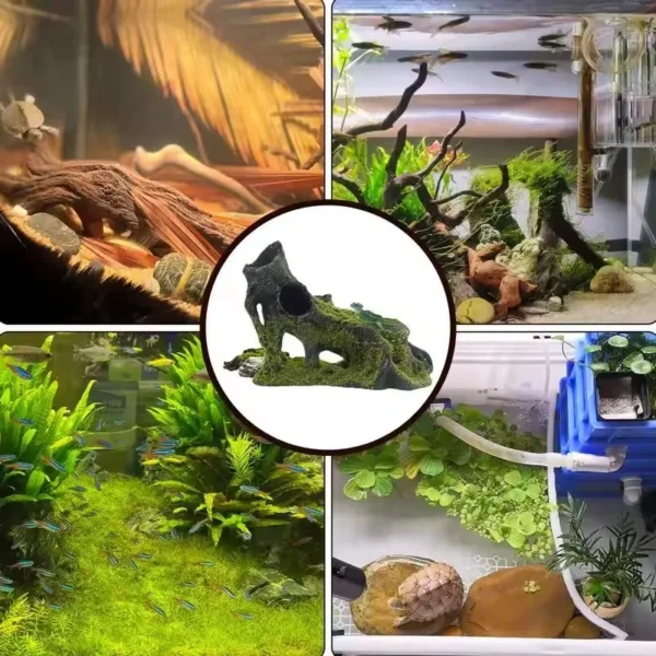 Resin Reptile Hide Cave Terrarium Decoration Lizards Snake Turtle Shelter Hide Rest Cave Reptiles Box Aquarium Landscape Decor - Image 4