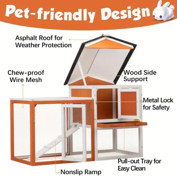 Wooden Rabbit Hutch Cage House Habitat Animal Pet Chicken Coop Outdoor - Image 6