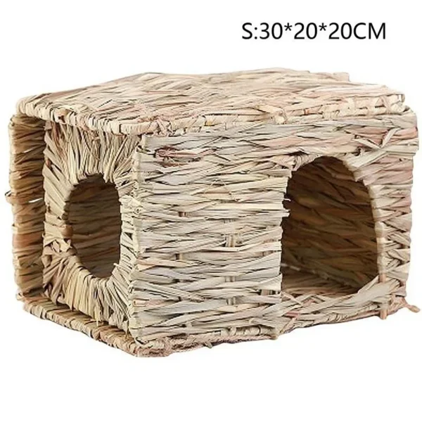 Foldable Woven Rabbit Cages Pets Hamster Guinea Pig Bunny Grass Chew Toy Mat House Bed Nests for Small Animal Rabbit Accessories - Image 8