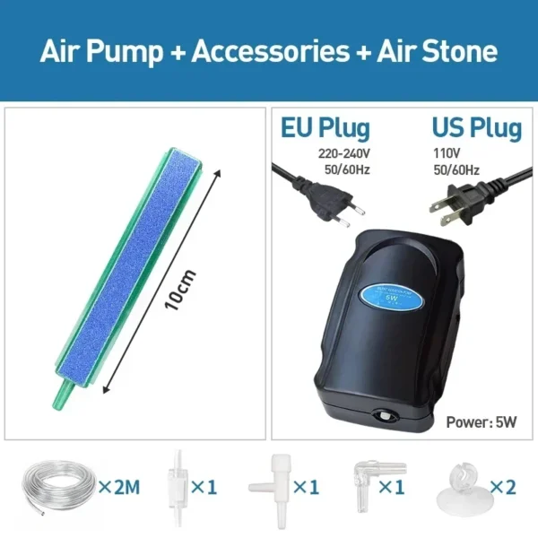 Aquarium 5W Silent Air Pump 220V-240V 110V Fish Tank Quiet Bubble Pump Oxygenation Air Stone Accessories Aquarium Air Compressor - Image 11