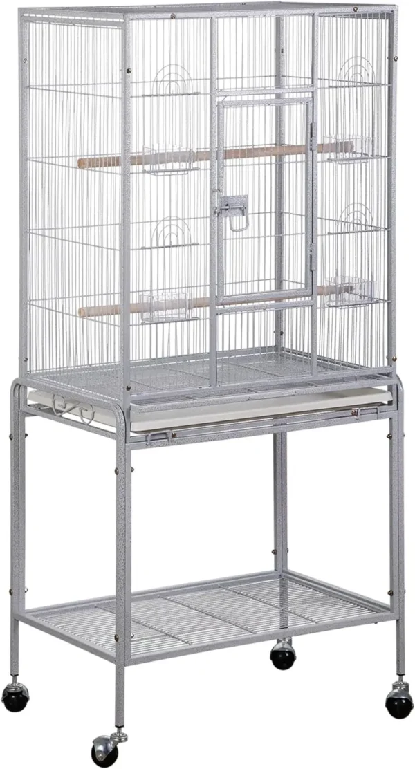 Standing Wrought Iron Birdcage Large Parrot Flight Bird Cage with Rolling Stand Birdcages for Cockatiels African Grey - Image 8