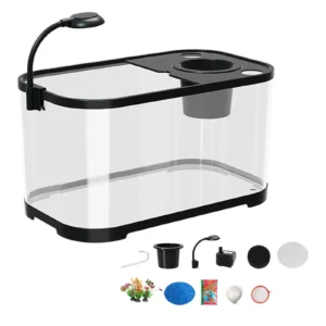 Aquarium Starter Kits Small Betta Fish Tank Silent Decorative Fish Bowl for Turtle Aquatic Animals Clear Desktop Aquarium